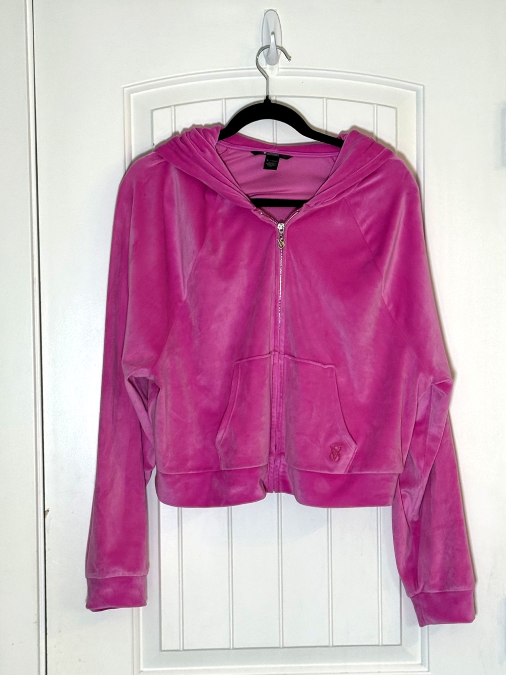 Victorias Secret On Point Velour Zip Up Hoodie Jacket Hot Pink Large Women's